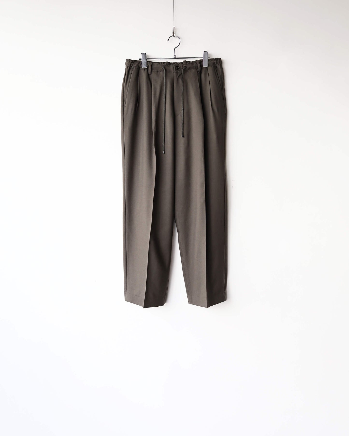 DOUBLE PLEATED EASY TROUSERS 2/80 ORGANIC WOOL VIYELLA "OLIVE"