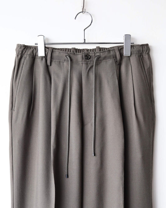 DOUBLE PLEATED EASY TROUSERS 2/80 ORGANIC WOOL VIYELLA "OLIVE"