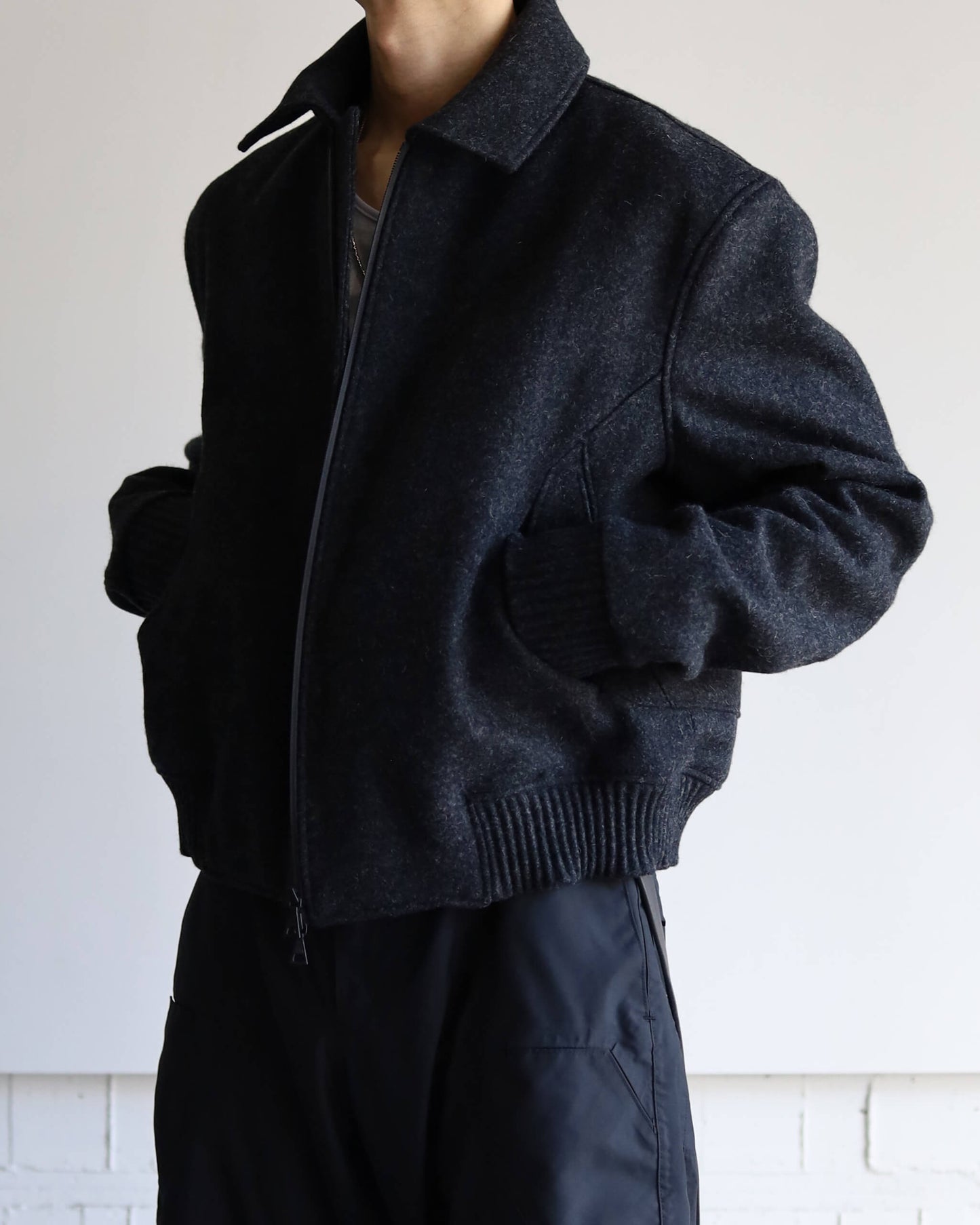 Melton Bomber Jacket "Black"