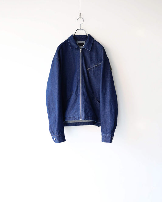 ZIP DENIM WORK JACKET "NAVY"