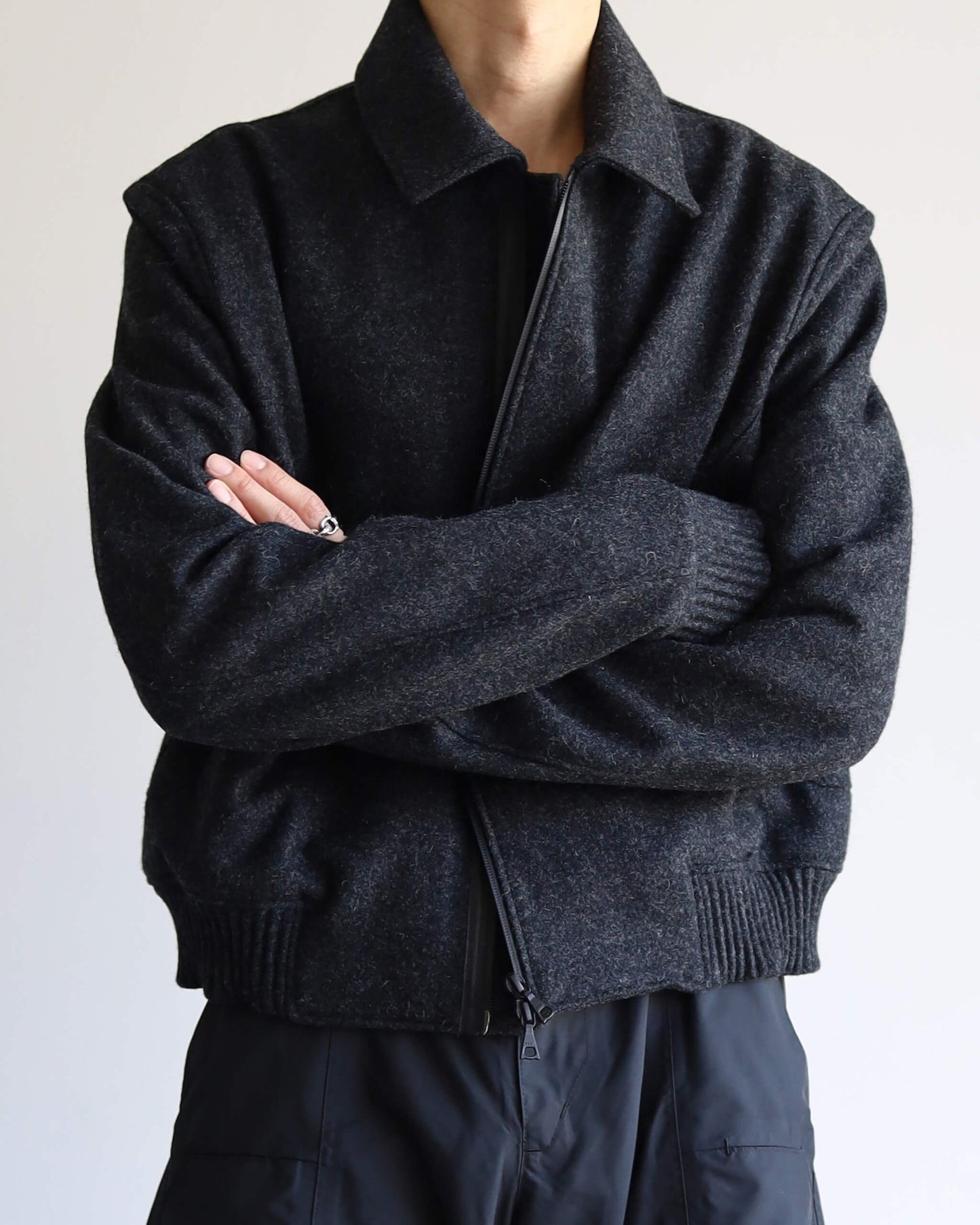 Melton Bomber Jacket "Black"