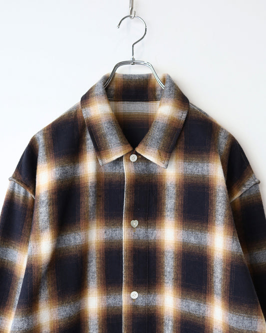 NIGHT SHIRT OMBRE PLAID "BROWN"