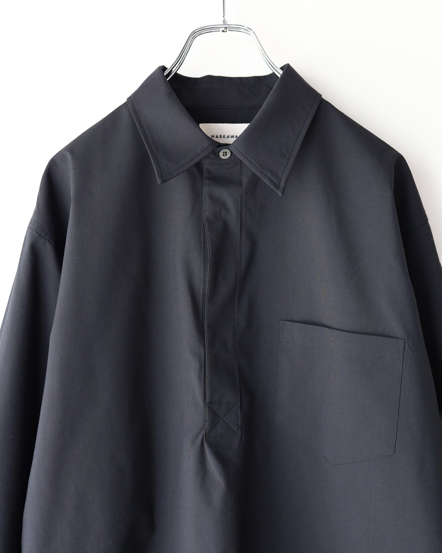 PULLOVER SPORT SHIRT 2/80 ORGANIC WOOL TYPEWRITER "BLACK"