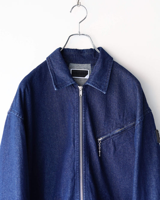ZIP DENIM WORK JACKET "NAVY"