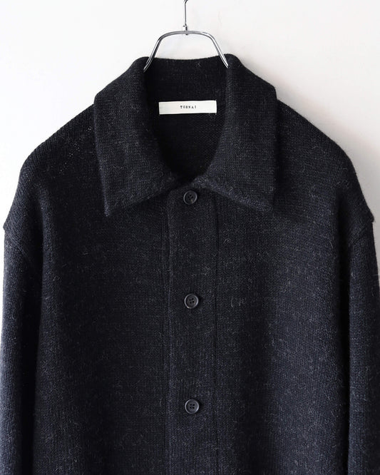 CHANKY WOOL / KNIT CARDIGAN "D.CHARCOAL"