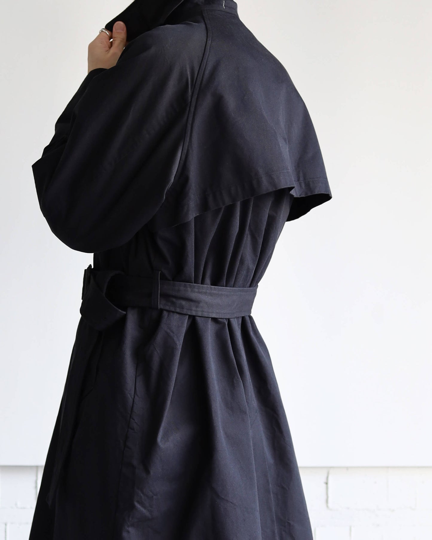DOUBLE FACE COTTON / BELTED COAT "BLACK"
