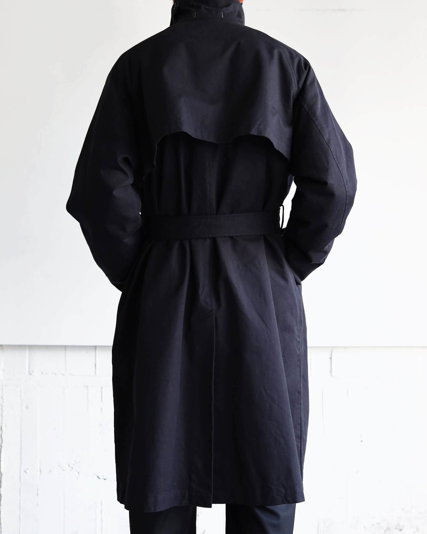 DOUBLE FACE COTTON / BELTED COAT "BLACK"