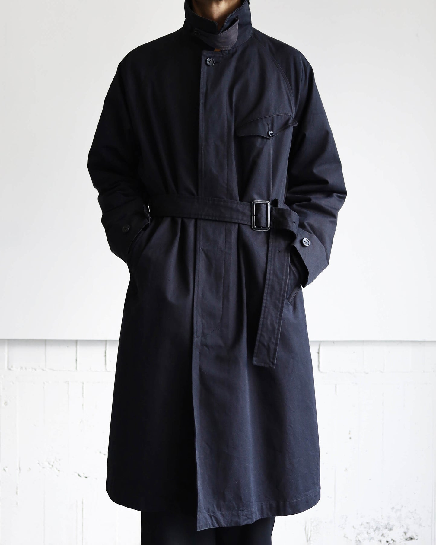 DOUBLE FACE COTTON / BELTED COAT "BLACK"