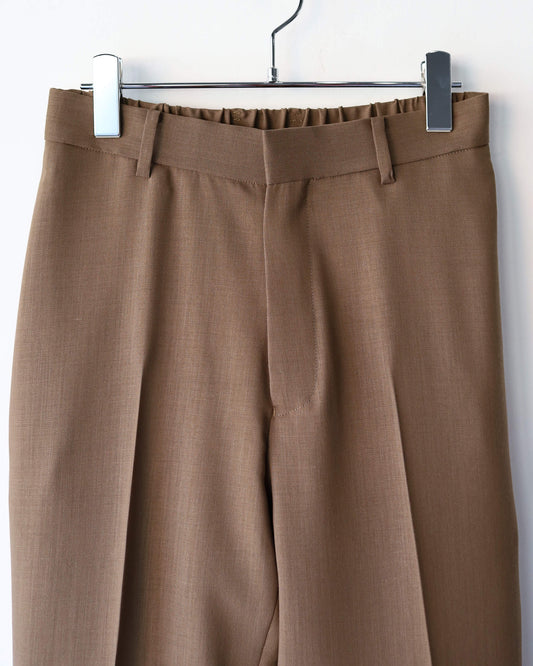 FLAT TAPERED TROUSERS ORGANIC WOOL LIGHT SERGE "GREIGE"