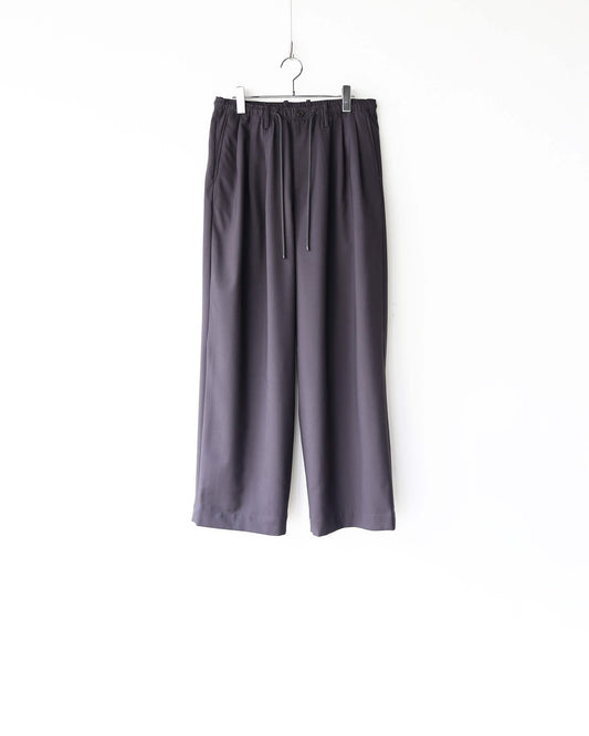 TRIPLE PLEATED EASY TROUSERS ORGANIC WOOL 2/80 TROPICAL "CHARCOAL"