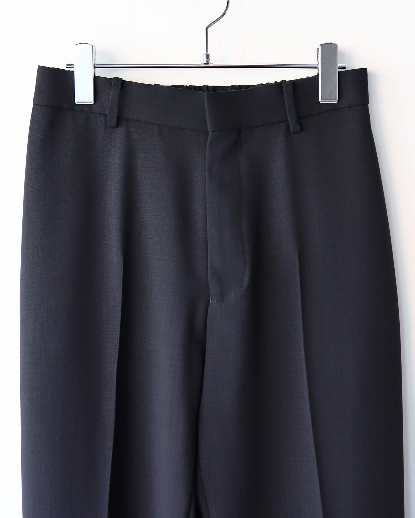 FLAT TAPERED TROUSERS ORGANIC WOOL LIGHT SERGE "BLACK"