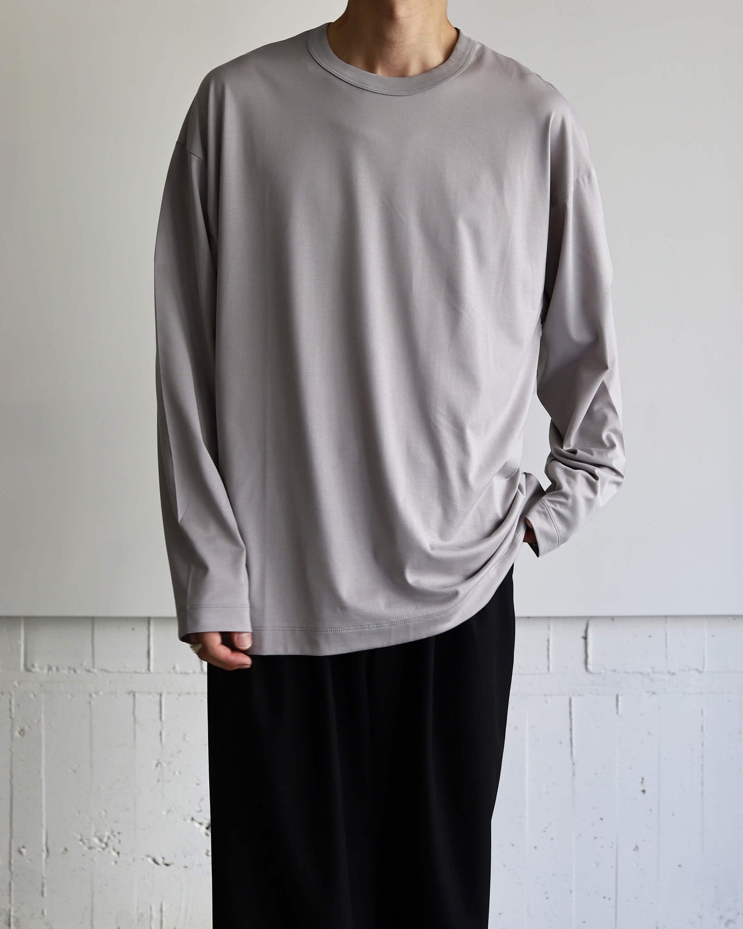 COMFORT FIT TEE L/S ORGANIC GIZA 80/2 KNIT "M.GRAY"