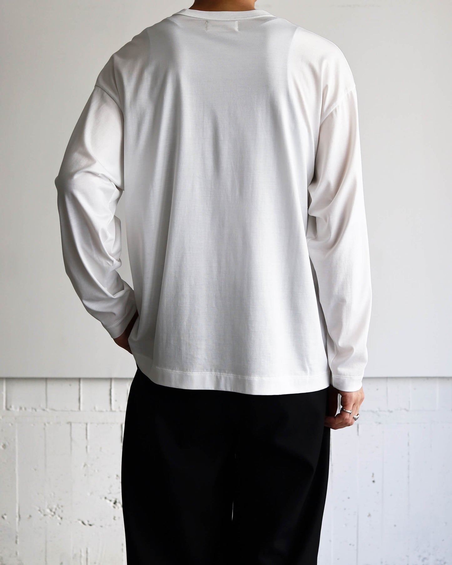 COMFORT FIT TEE L/S ORGANIC GIZA 80/2 KNIT "WHITE"