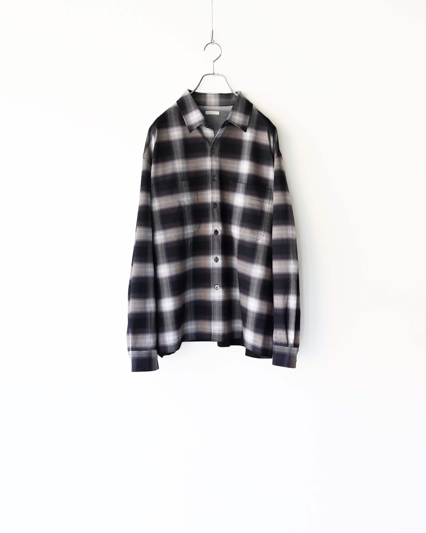 28G Ombre Check Balise Shirt "BLACK WHITE"