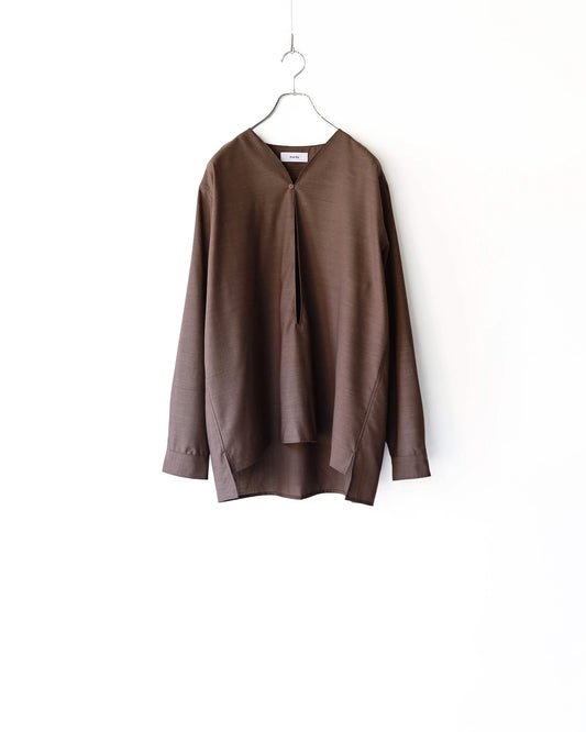 SKIPPER SHIRT WOOL HIGH TWIST TROPICAL "BROWN"