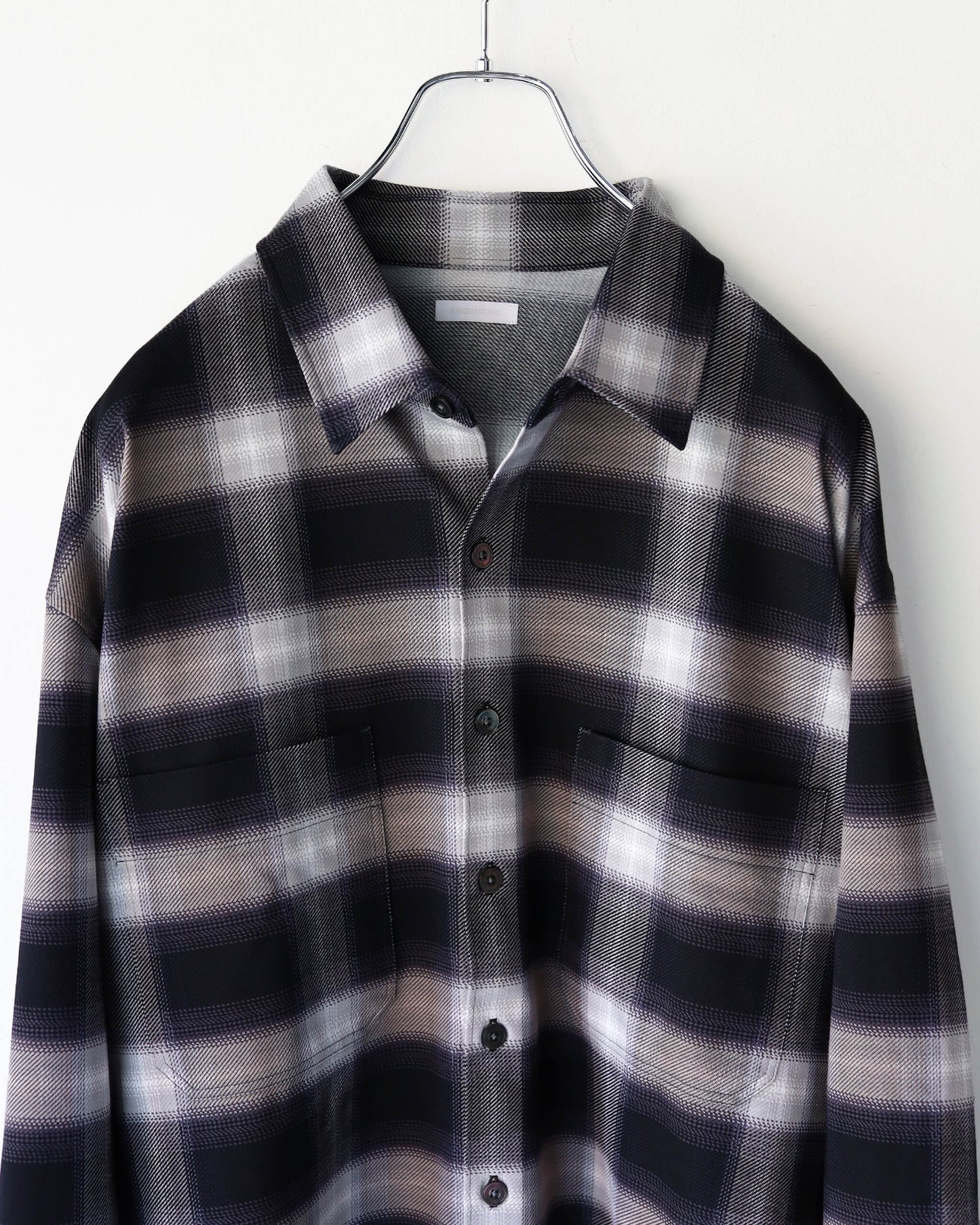 28G Ombre Check Balise Shirt "BLACK WHITE"