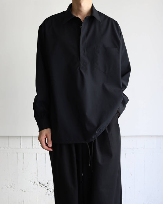 PULLOVER SPORT SHIRT 2/80 ORGANIC WOOL TYPEWRITER "BLACK"