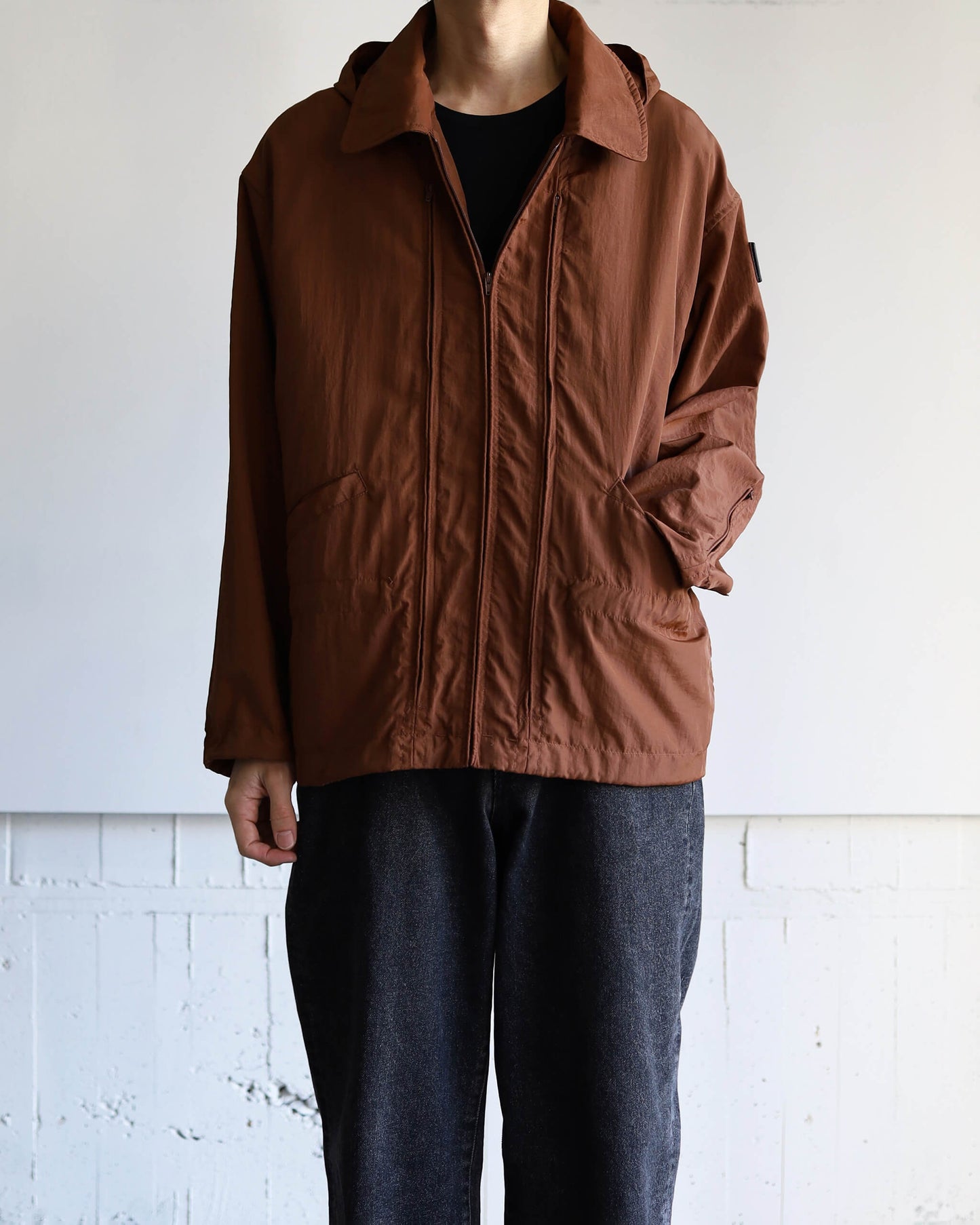 CRUSHED NYLON FULL PACK JACKET "BROWN"