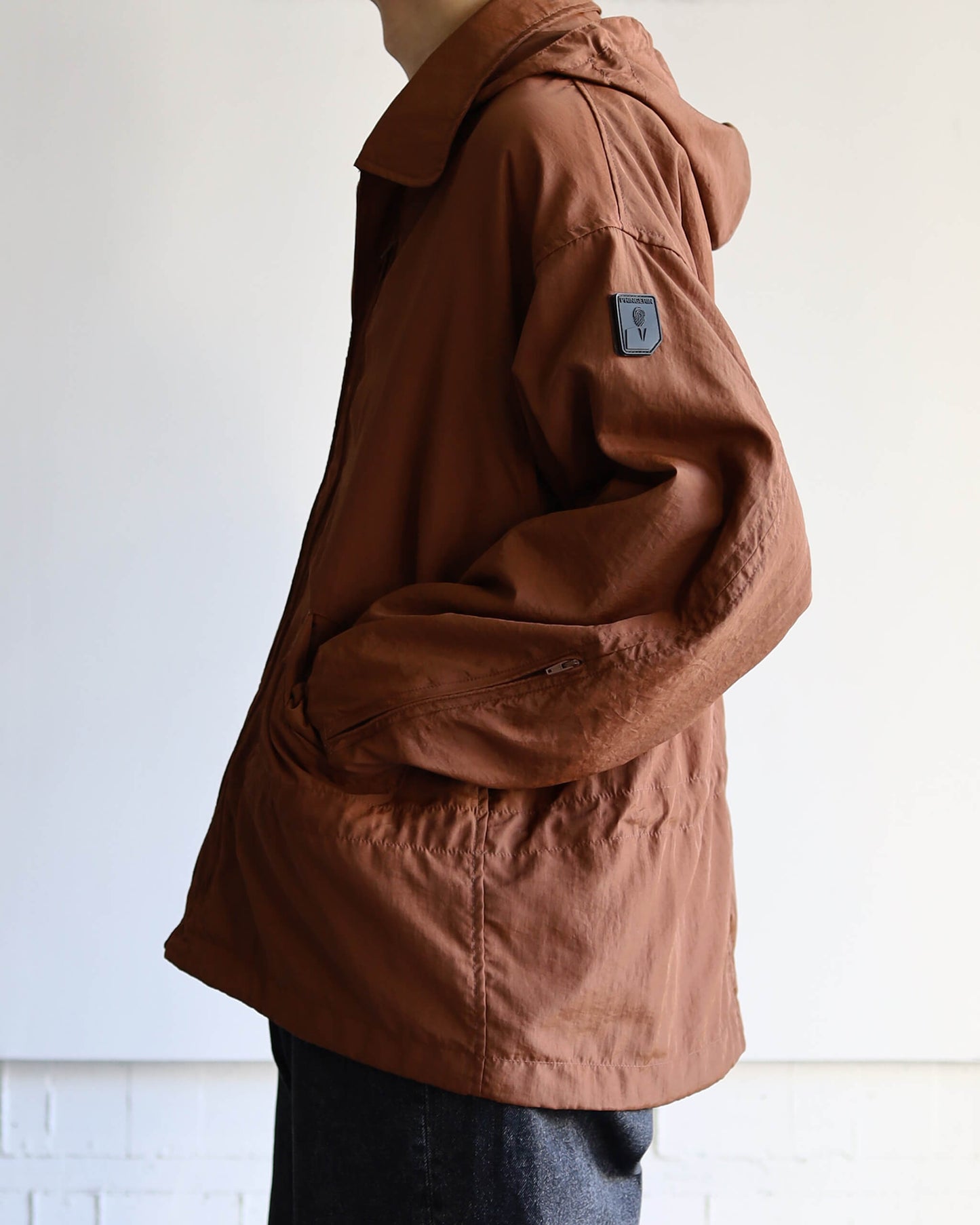 CRUSHED NYLON FULL PACK JACKET "BROWN"