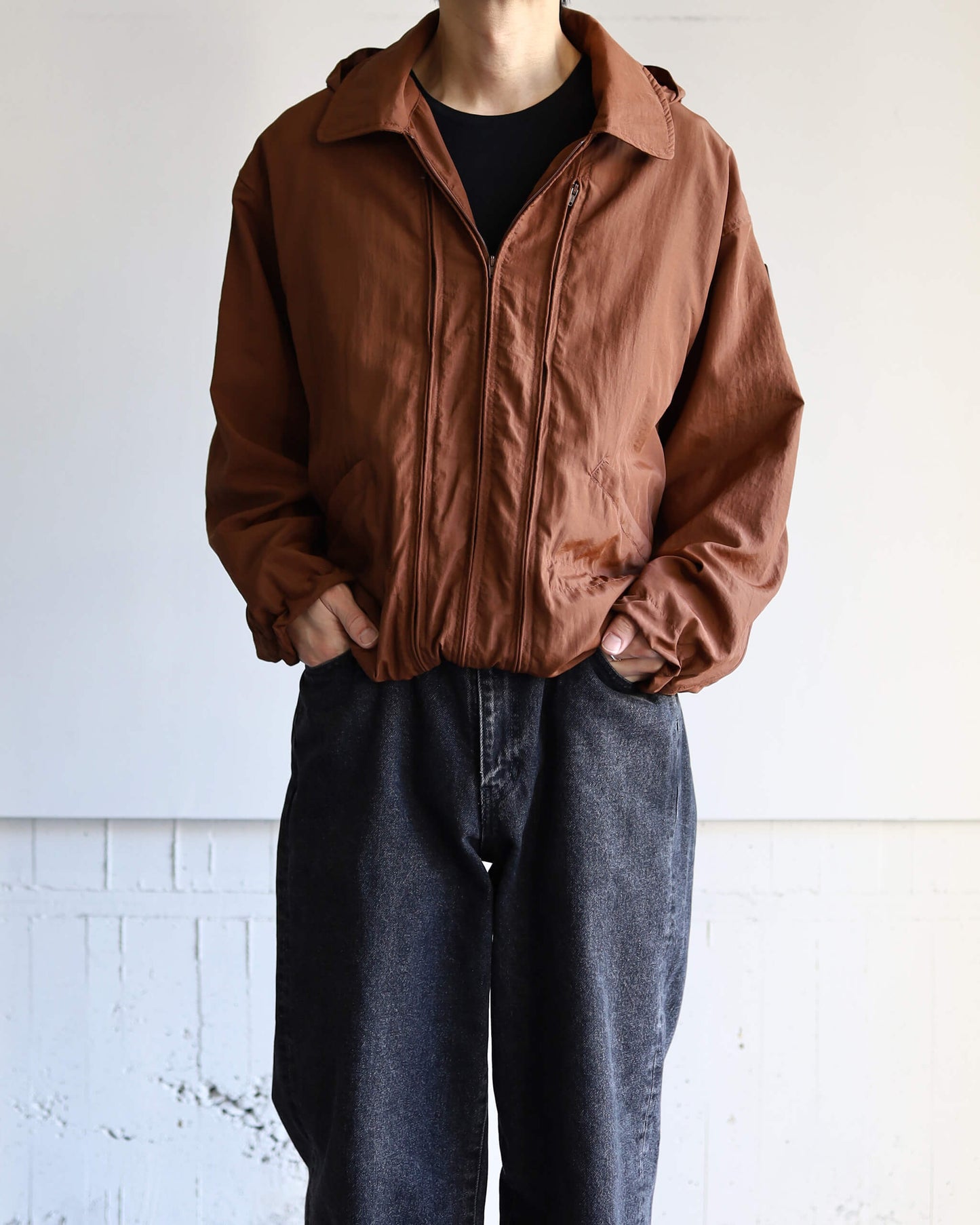 CRUSHED NYLON FULL PACK JACKET "BROWN"