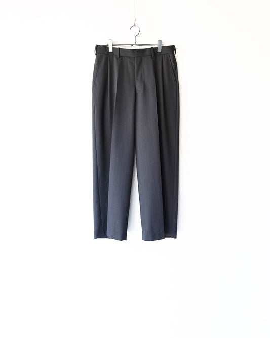 ONE TUCK WIDE TROUSERS WOOL HIGH TWIST TROPICAL "GRAY"