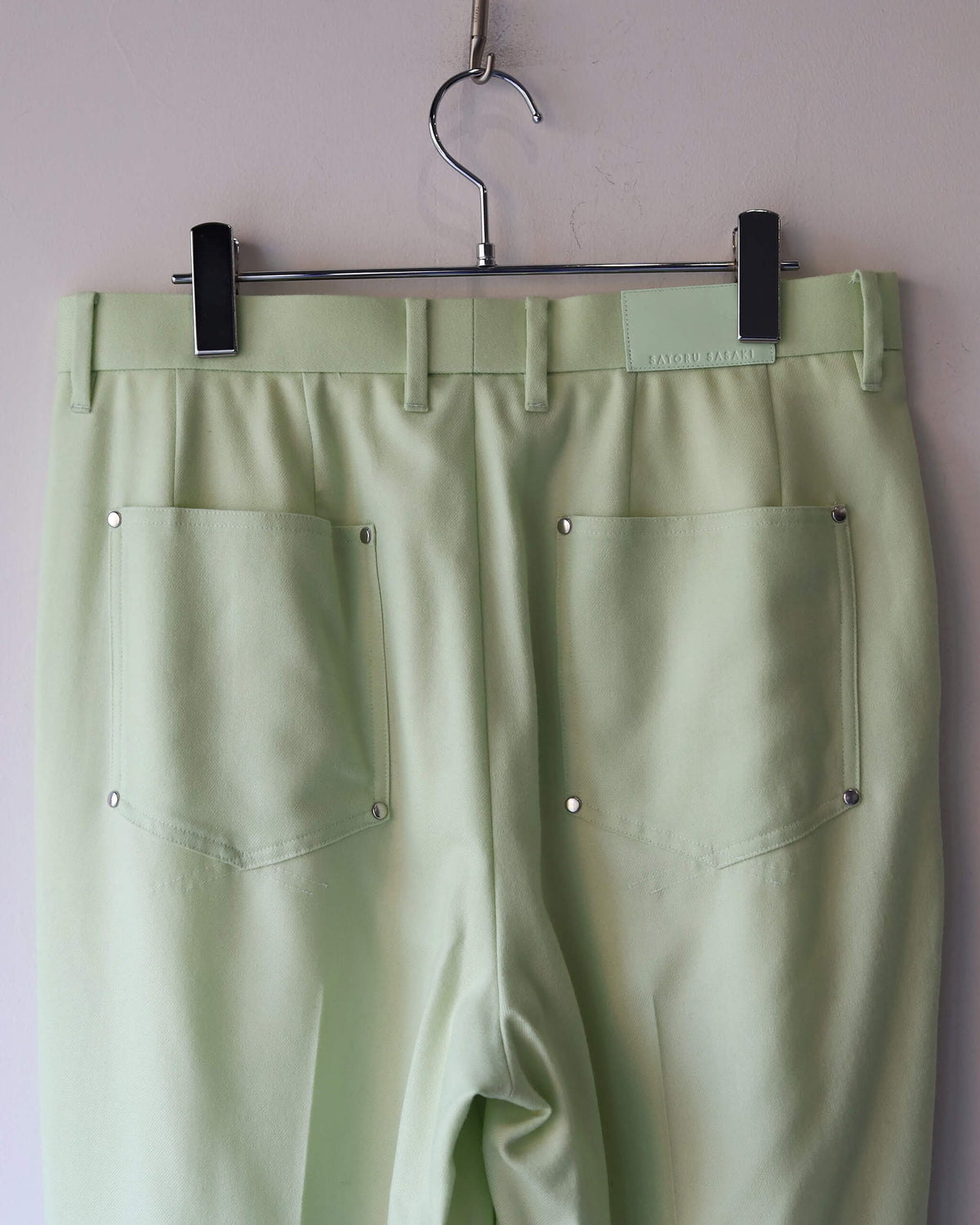 WOOL TAPERED TROUSERS "MINT"