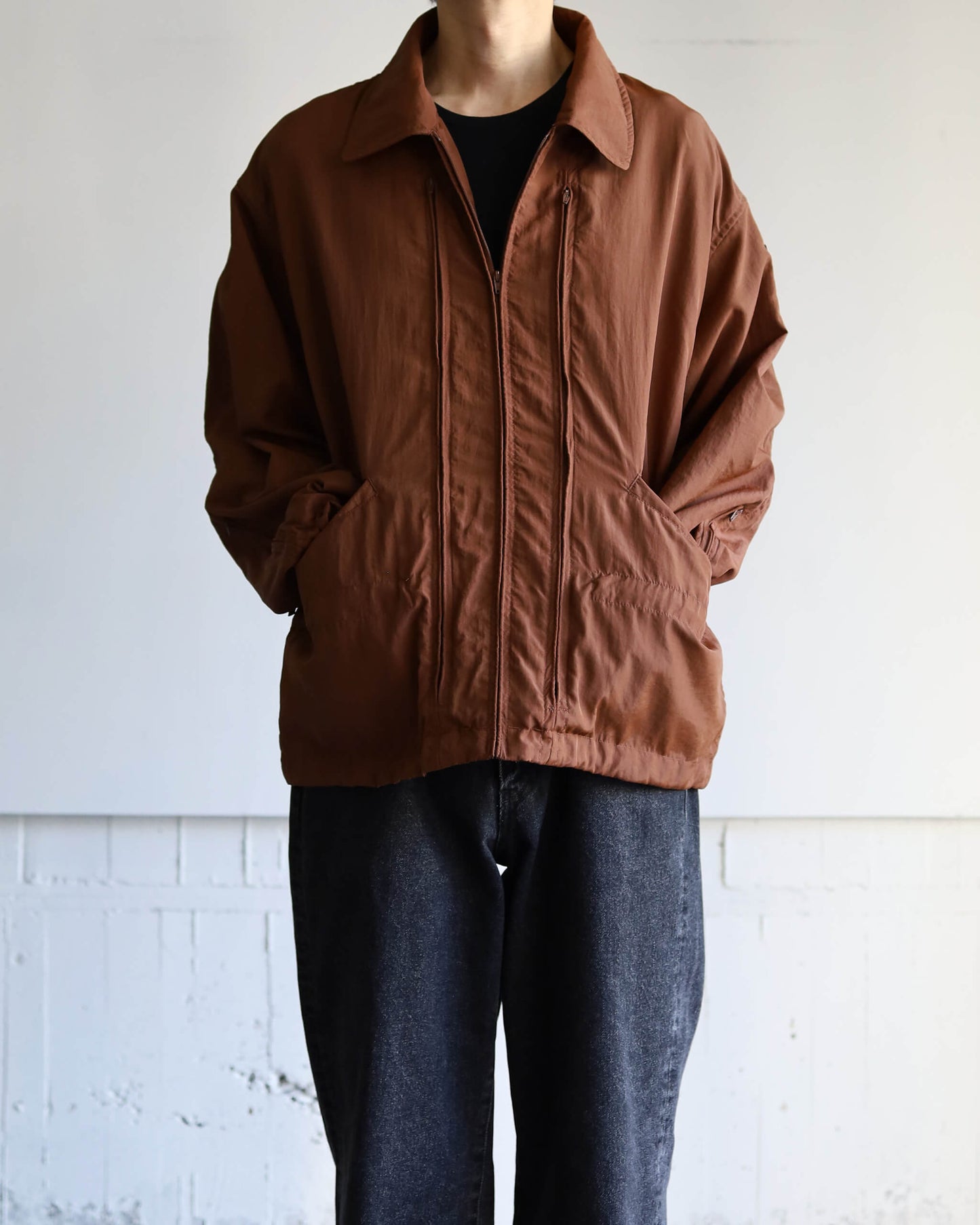 CRUSHED NYLON FULL PACK JACKET "BROWN"
