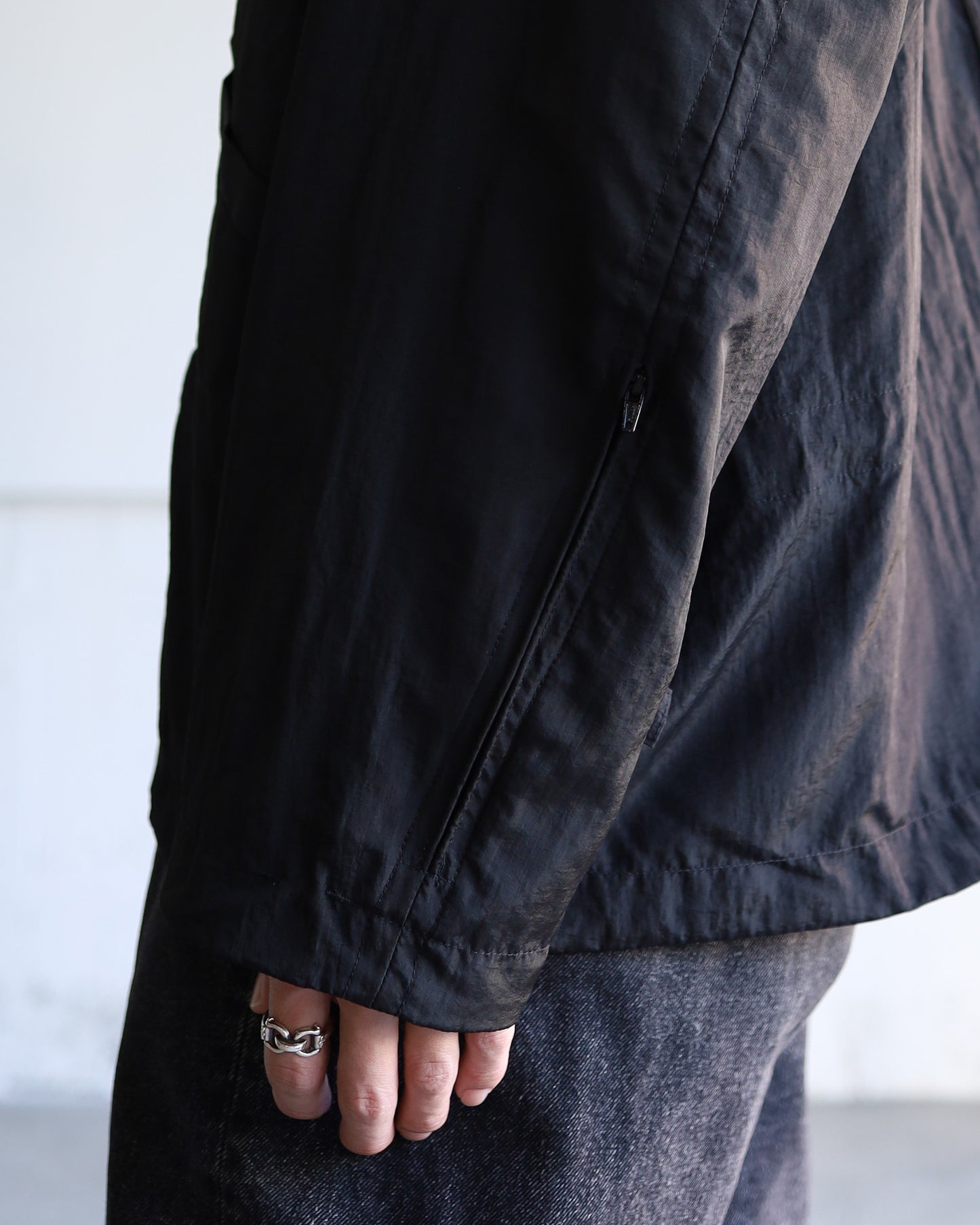 CRUSHED NYLON FULL PACK JACKET "BLACK"