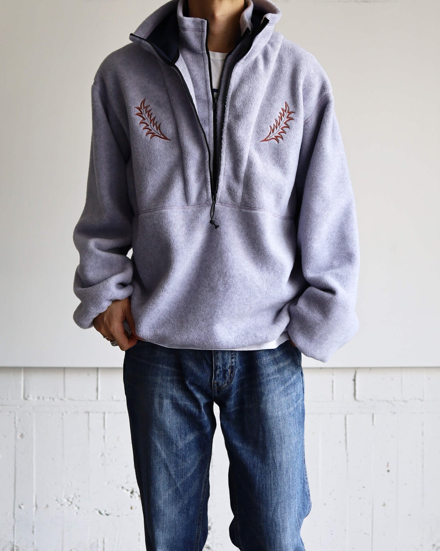 FLEECE W ZIP PULLOVER "L.PURPLE"