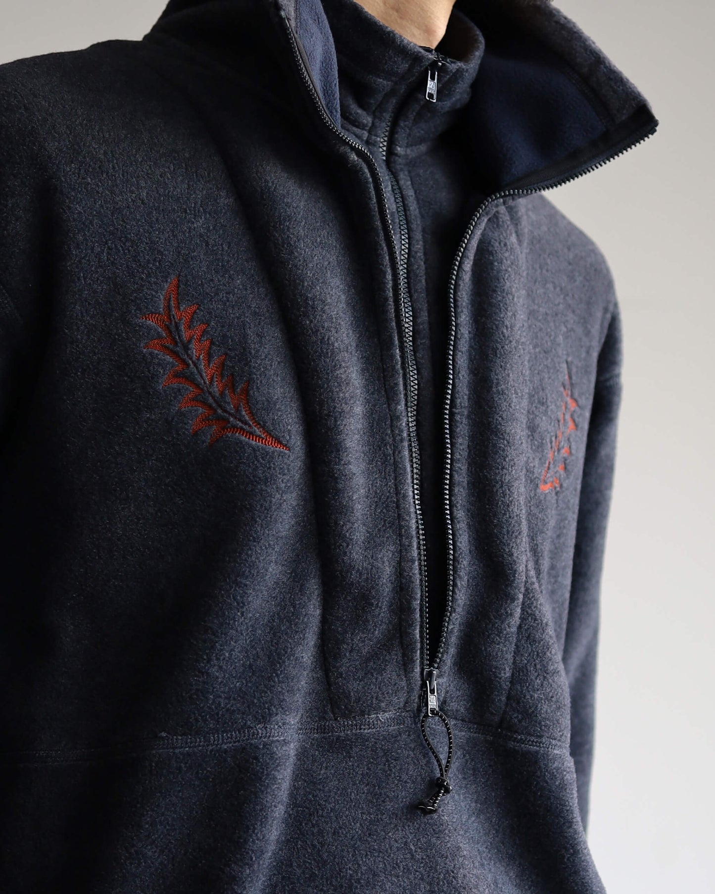 FLEECE W ZIP PULLOVER "CHARCOAL"