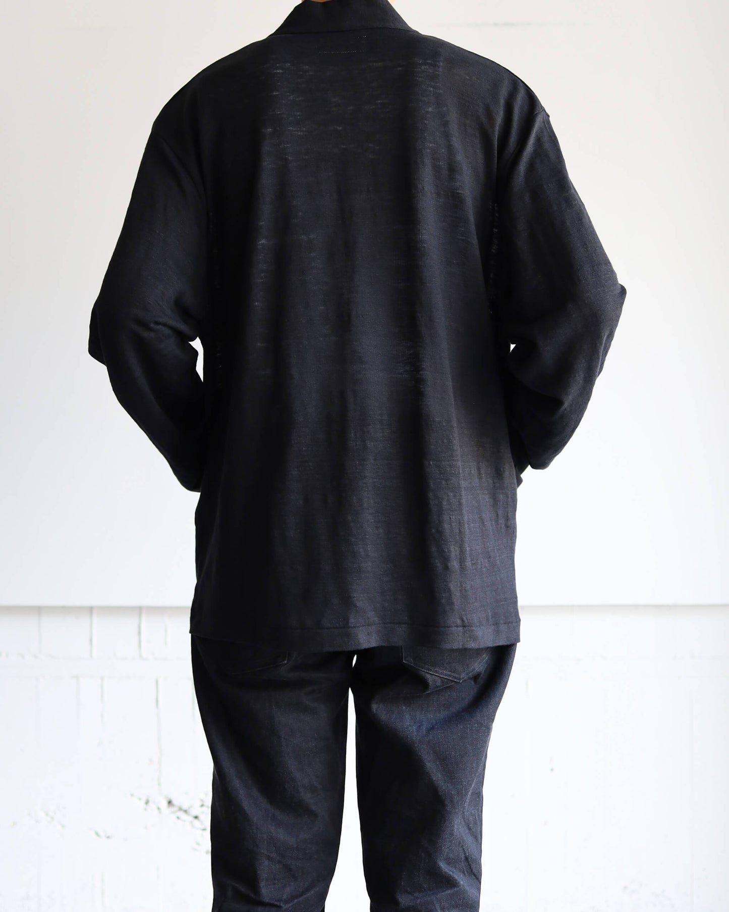 JAPANESE CARDIGAN HEMP KNIT "BLACK"