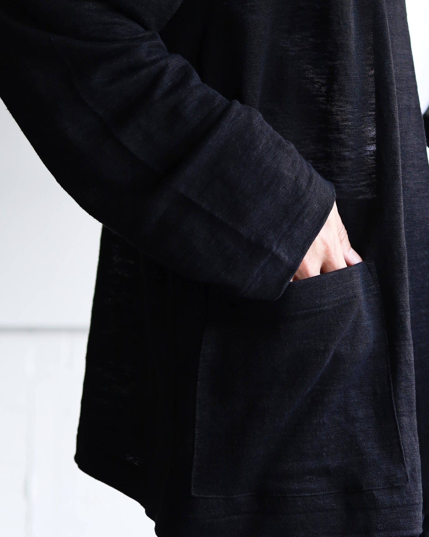 JAPANESE CARDIGAN HEMP KNIT "BLACK"