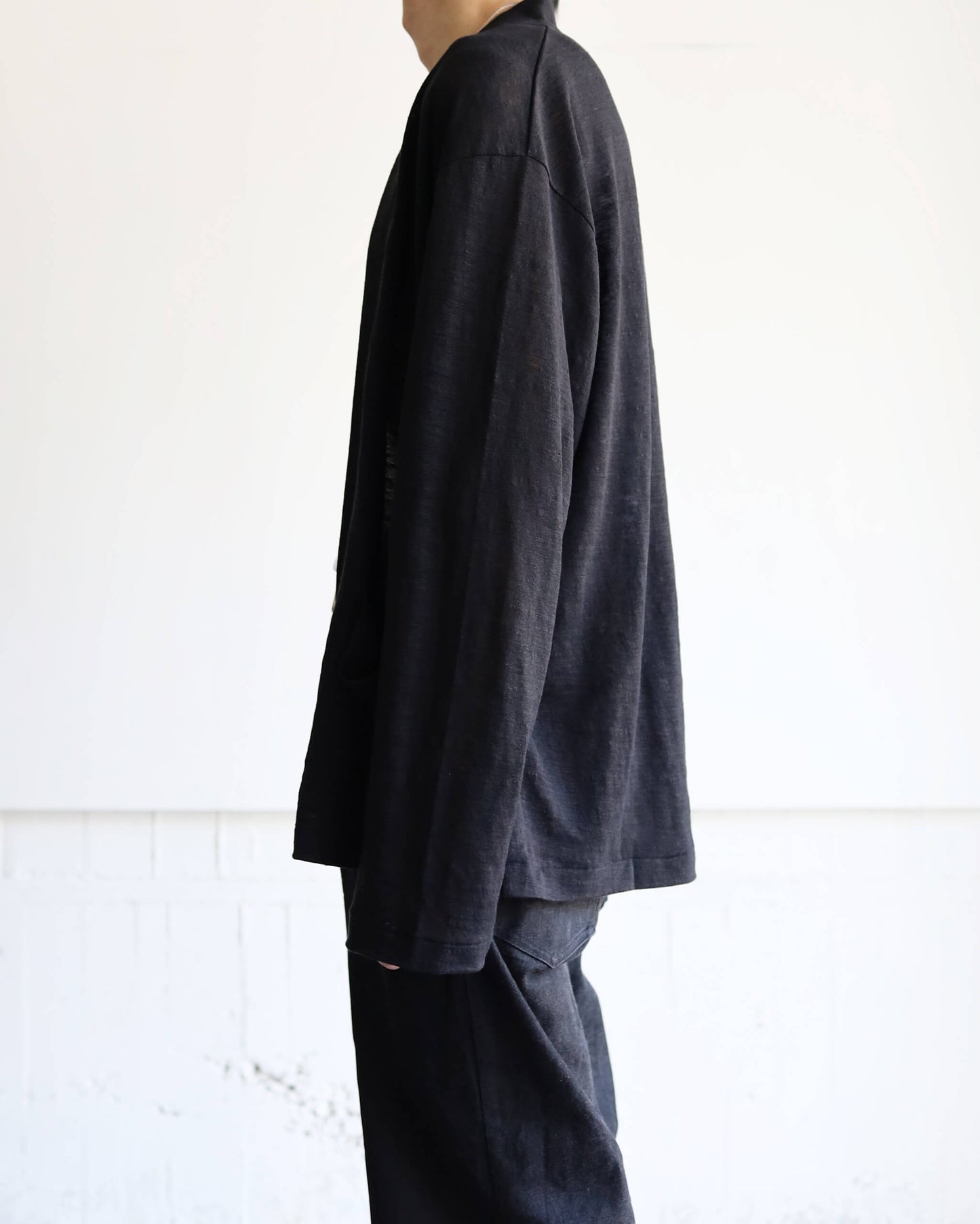 JAPANESE CARDIGAN HEMP KNIT "BLACK"