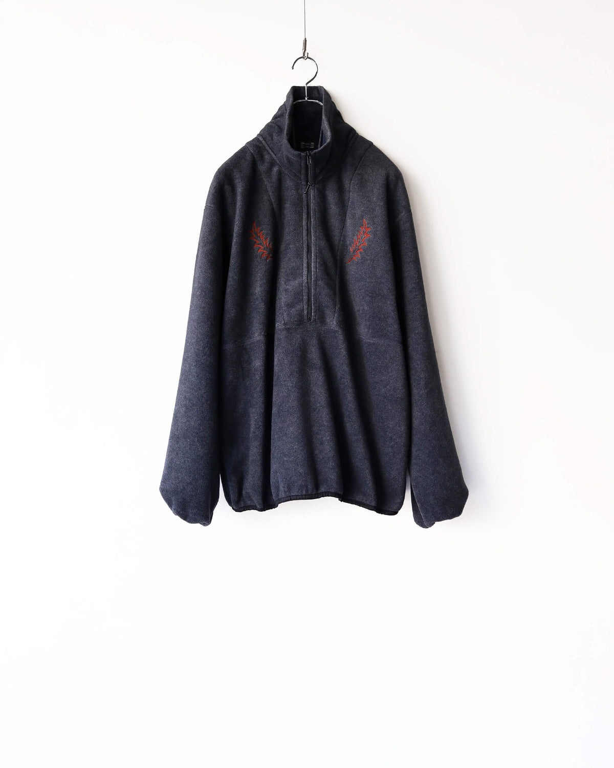 FLEECE W ZIP PULLOVER "CHARCOAL"