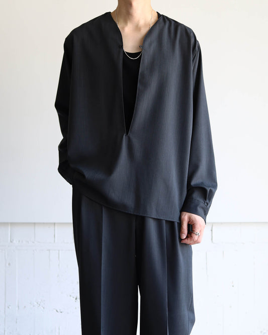 SKIPPER SHIRT WOOL HIGH TWIST TROPICAL "GRAY"