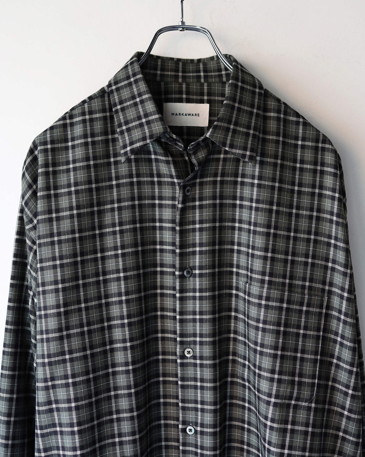 COMFORT FIT SHIRT ORGANIC WOOL VIYELLA "MOSS GRAY CHECK"