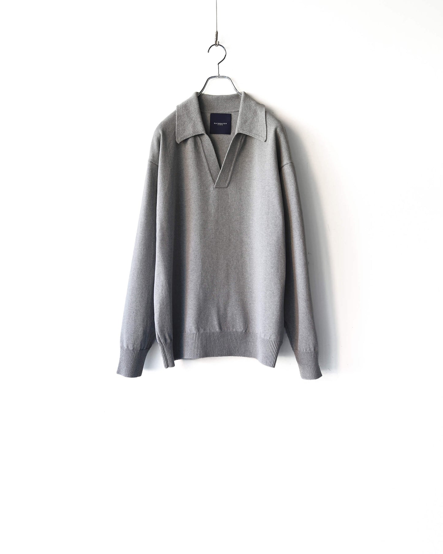 HEAVY KNIT POLO SWEATER "TOP GRAY"