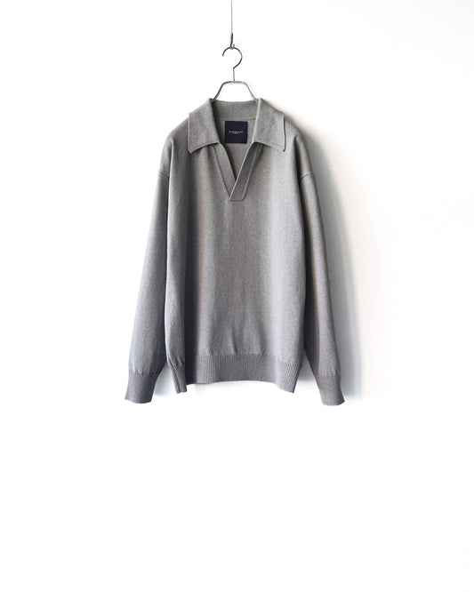 HEAVY KNIT POLO SWEATER "TOP GRAY"