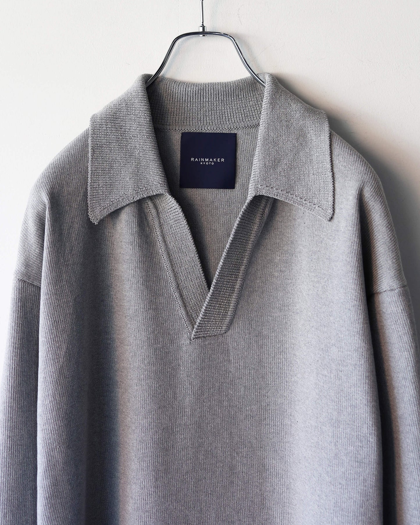 HEAVY KNIT POLO SWEATER "TOP GRAY"