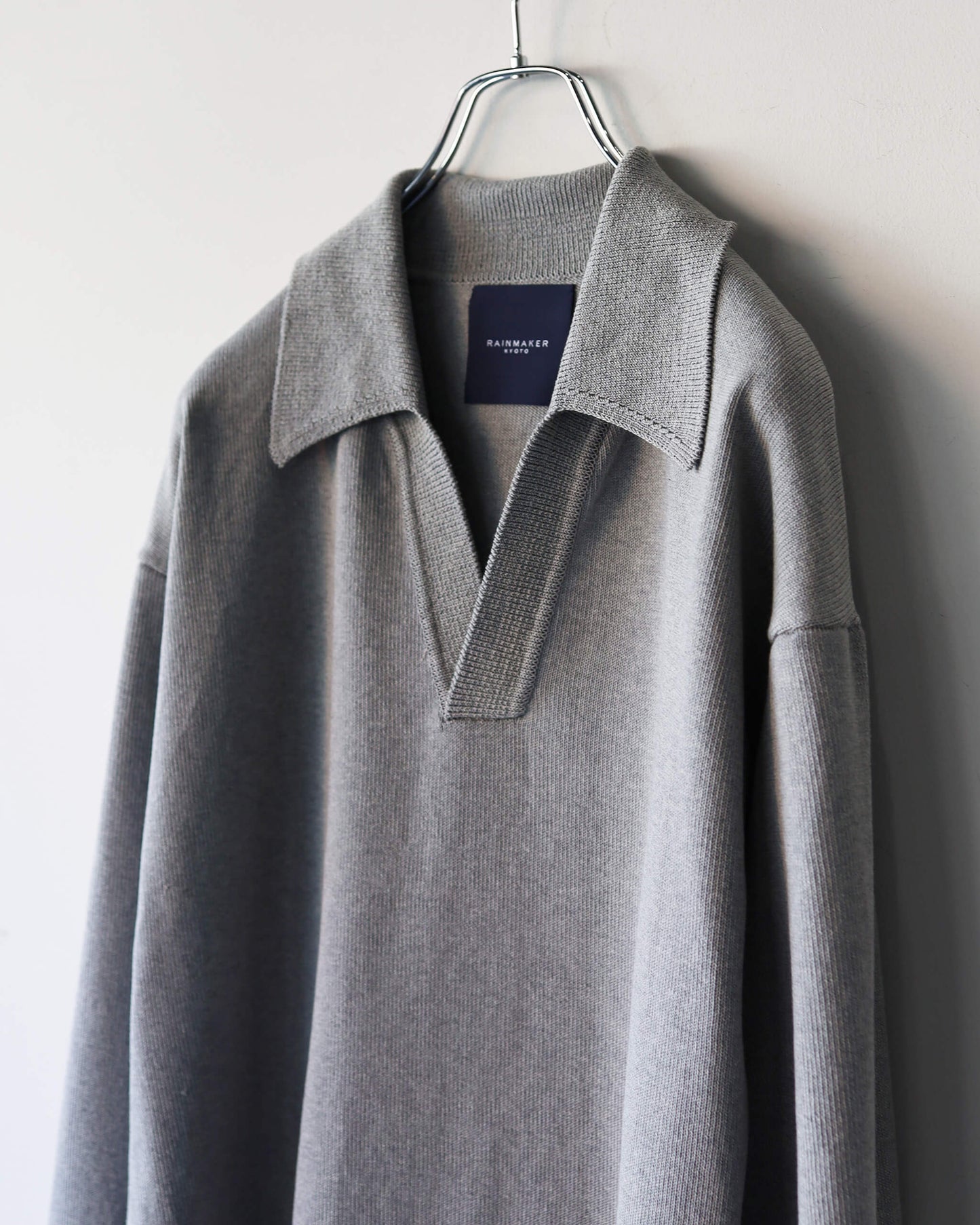 HEAVY KNIT POLO SWEATER "TOP GRAY"