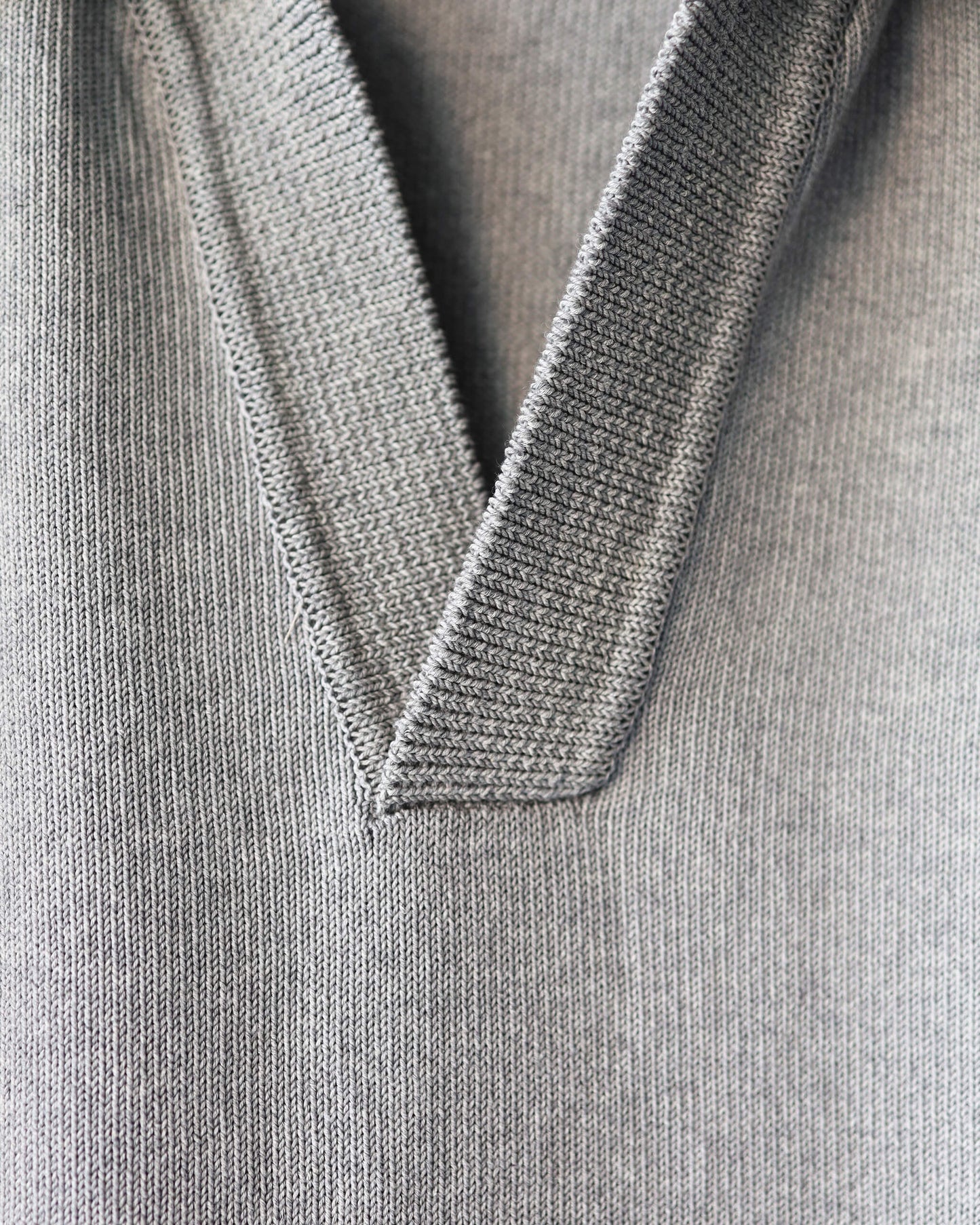HEAVY KNIT POLO SWEATER "TOP GRAY"