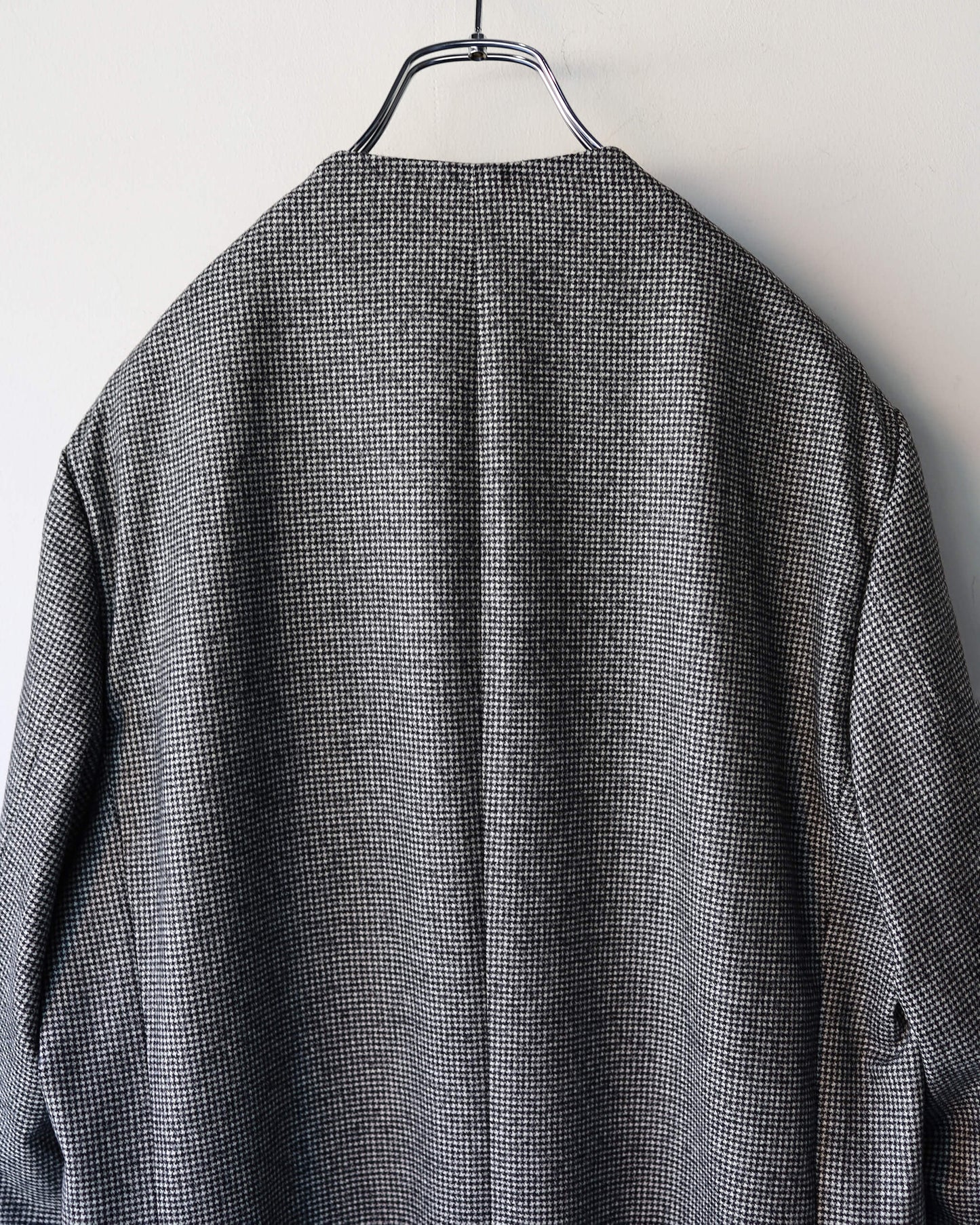 NO COLLAR LONG JACKET "HOUNDSTOOTH"
