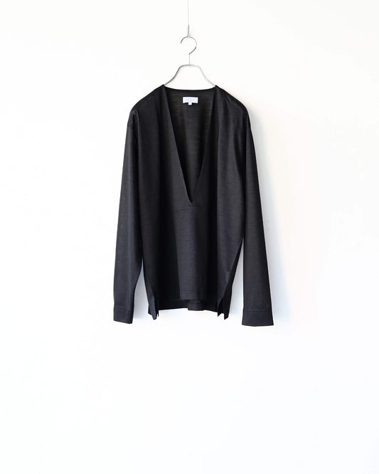 28G Silk Ramie LS Tee "BLACK"