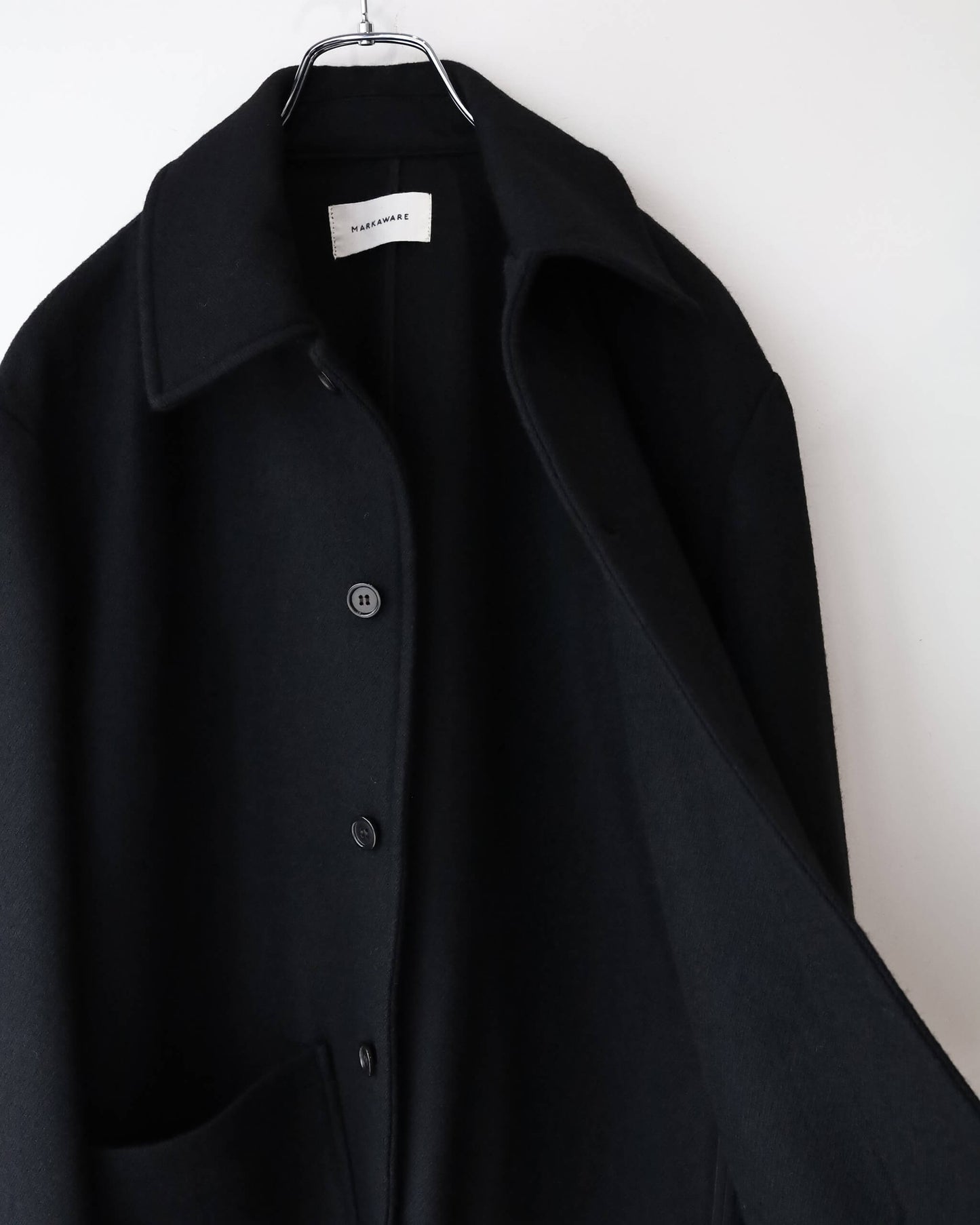 WORK JACKET ORGANIC WOOL DOUBLE CLOTH "BLACK"