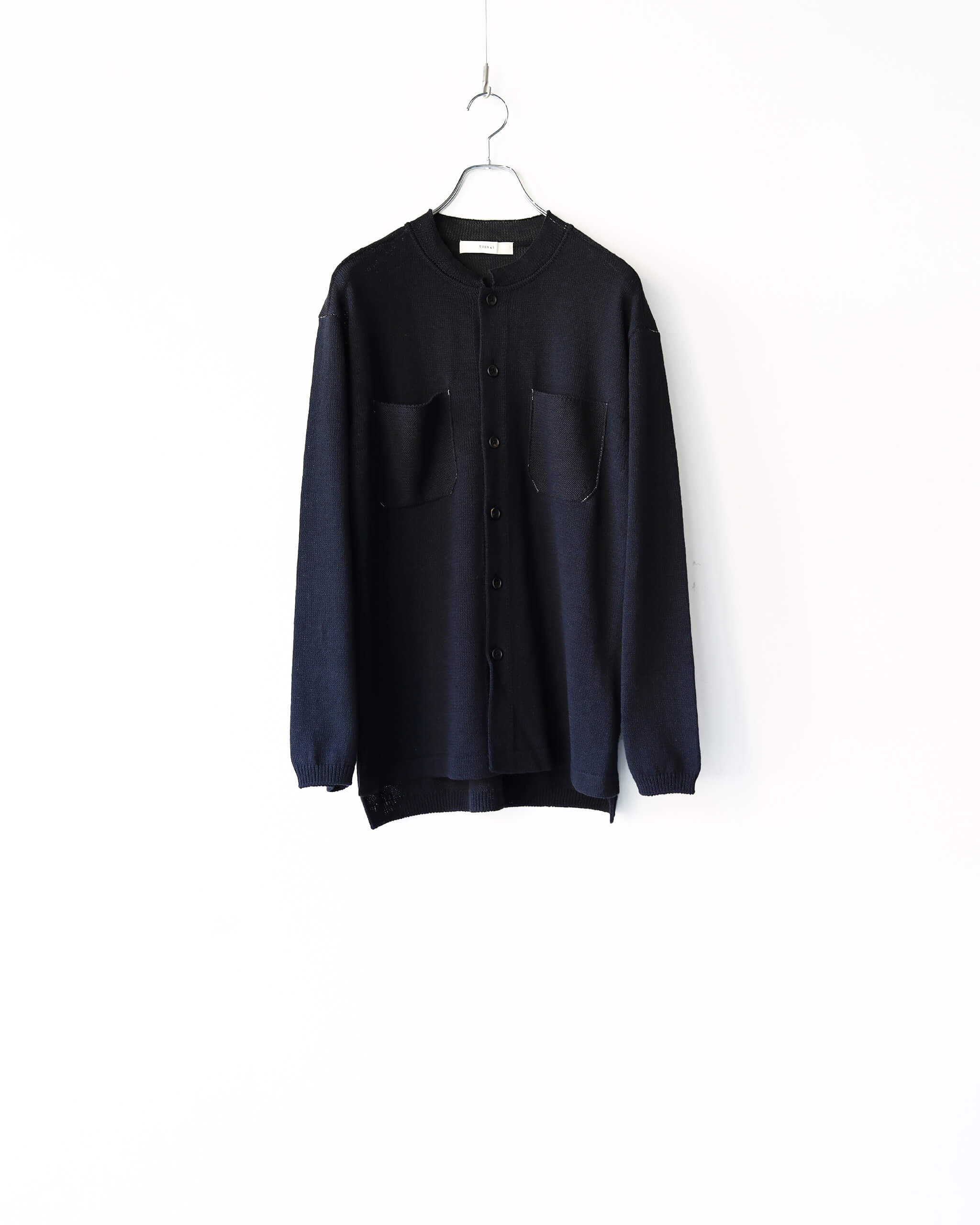 TOHNAI ROUGH COTTON LINEN / BAND COLLAR CARDIGAN 