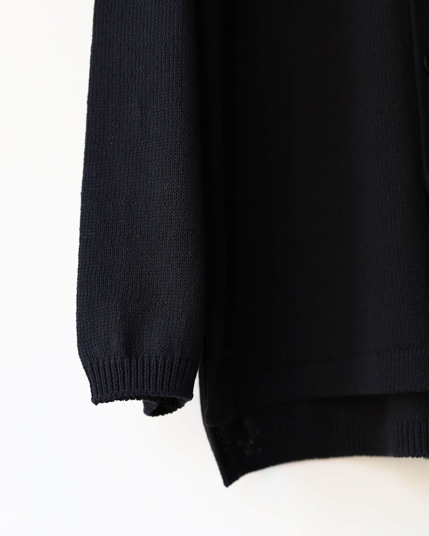 ROUGH COTTON LINEN / BAND COLLAR CARDIGAN "BLACK"