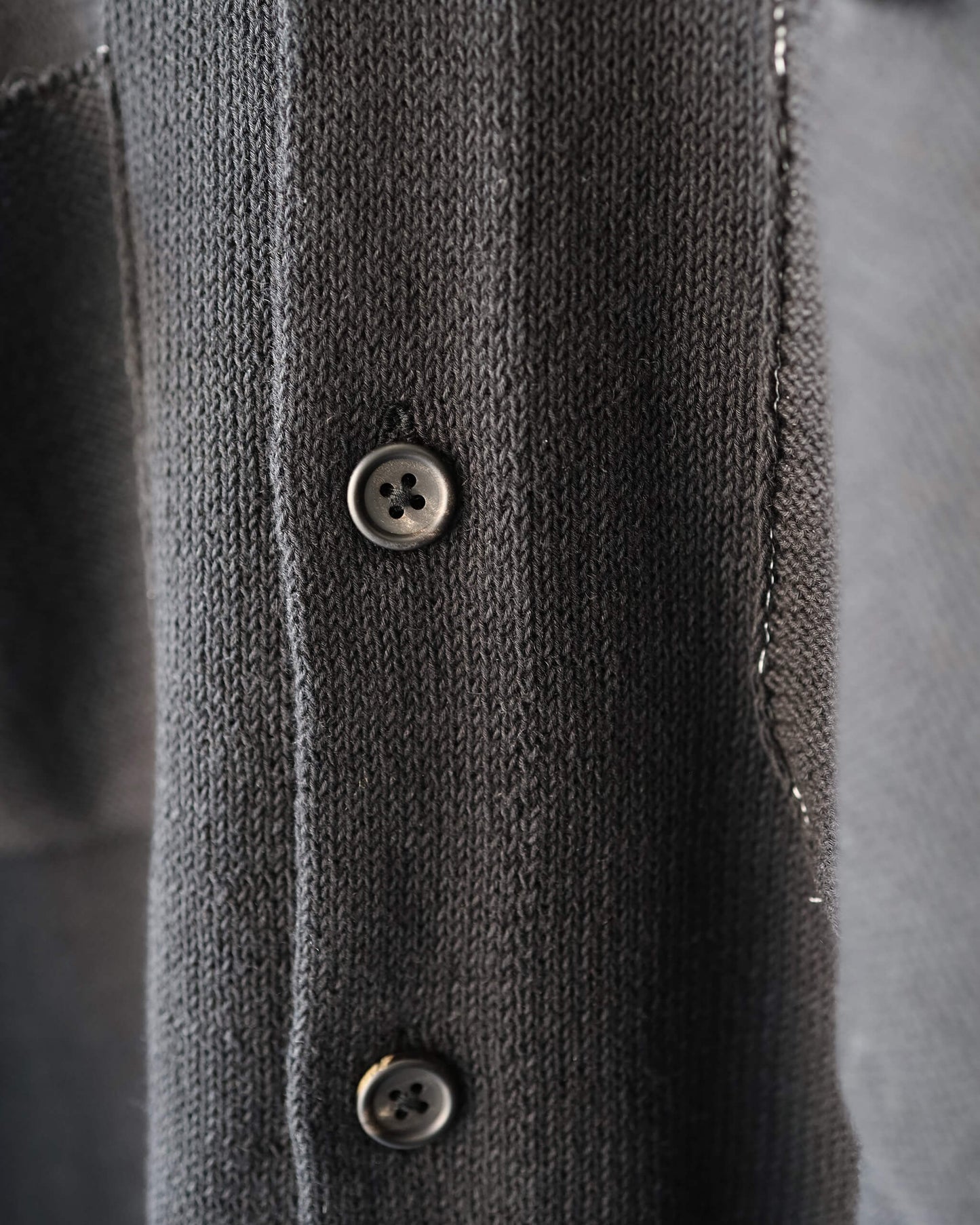 ROUGH COTTON LINEN / BAND COLLAR CARDIGAN "BLACK"