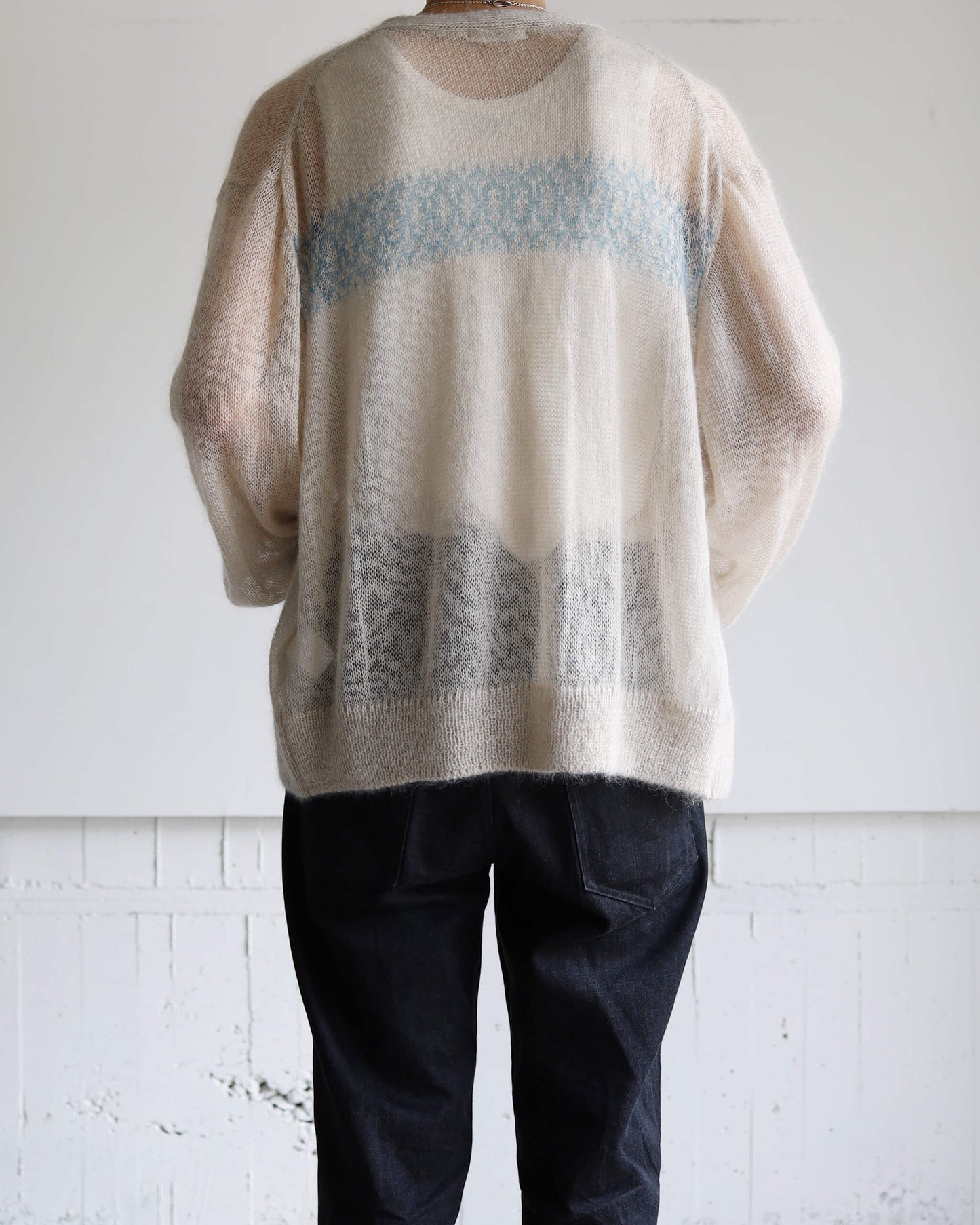 BABY MOHAIR CARDIGAN "Blue Beige"