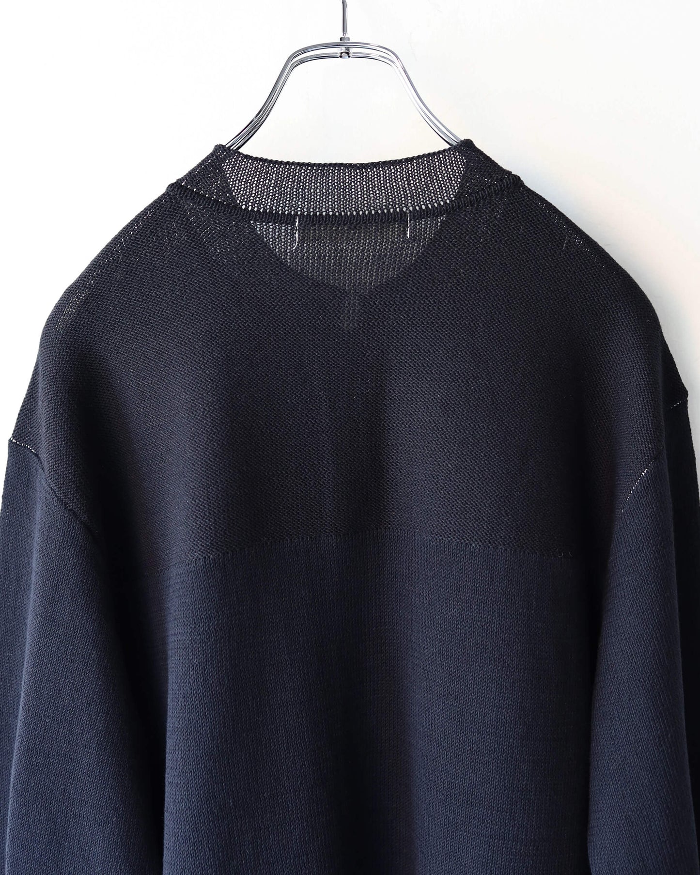 ROUGH COTTON LINEN / BAND COLLAR CARDIGAN "BLACK"