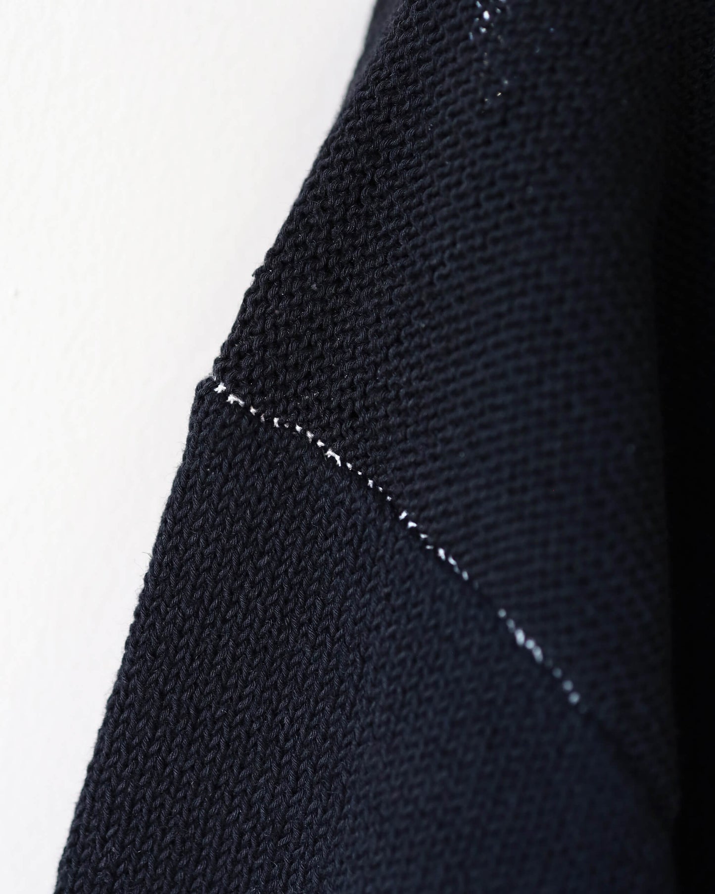 ROUGH COTTON LINEN / BAND COLLAR CARDIGAN "BLACK"